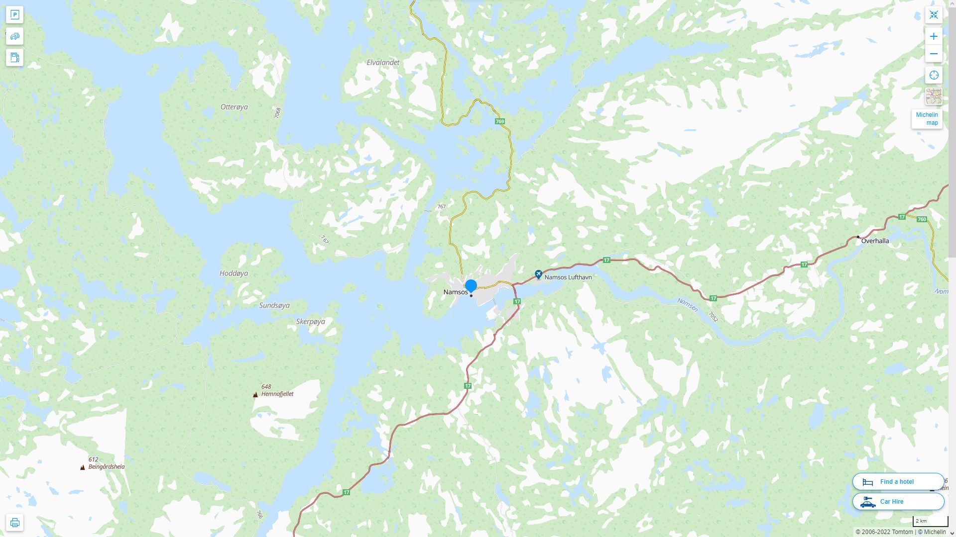 Namsos Norvege Autoroute et carte routiere